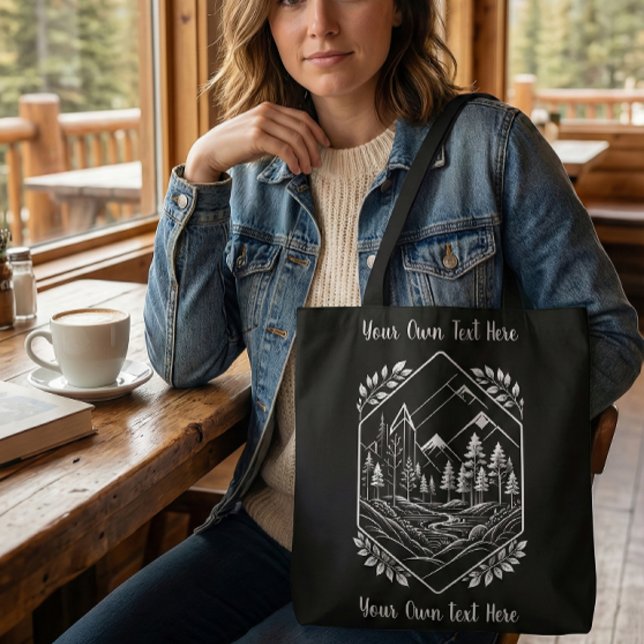 Nature Hiker River Badge Your Text (Nature Hiker River Badge Tote Bag. Perfect everyday adventure bag or unique souvenir!)