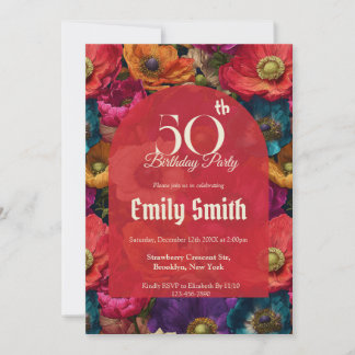 Nature Inspired Anemones Themed Surprise Birthday  Einladung