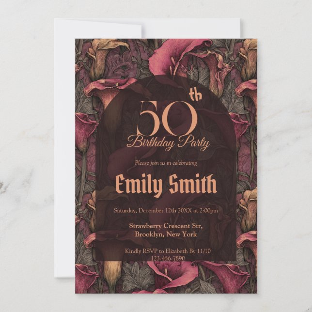 Nature Inspired Call Lilies Petal 90Th Birthday Einladung (Vorderseite)