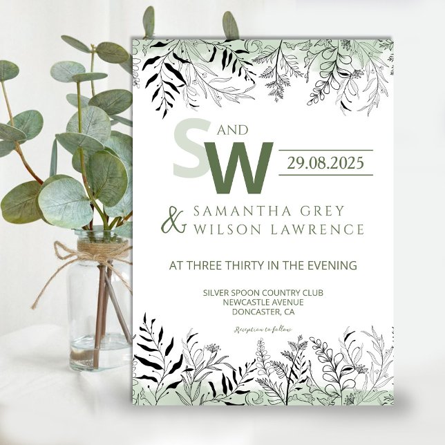 Nature inspired Greenery  Wedding Invitation Einladung (Von Creator hochgeladen)