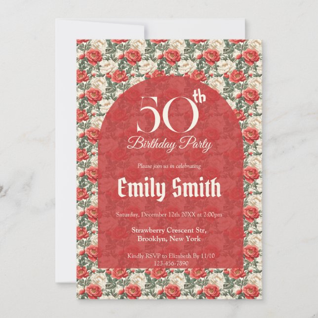 Nature Inspired Peonies Luxury Boho Birthday Einladung (Vorderseite)