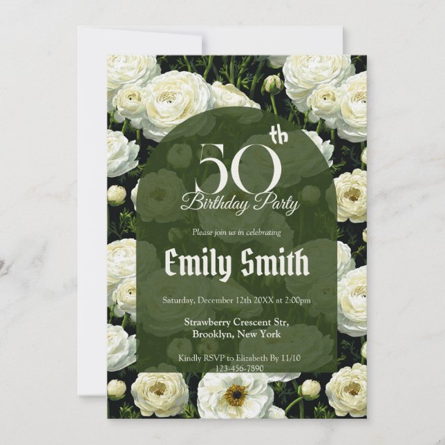 Nature Inspired Ranunculus Themed Nature-Inspired  Einladung (Vorderseite)