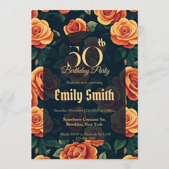 Nature Inspired Rose Charm Surprise Birthday Party Einladung (Vorderseite)