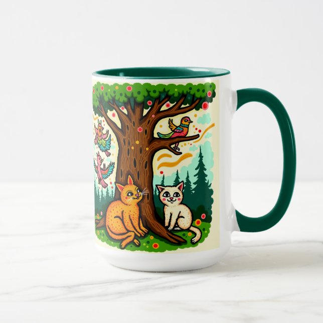 Nature-Inspired Tree and Animals Ceramic Mug Tasse (Rechts)