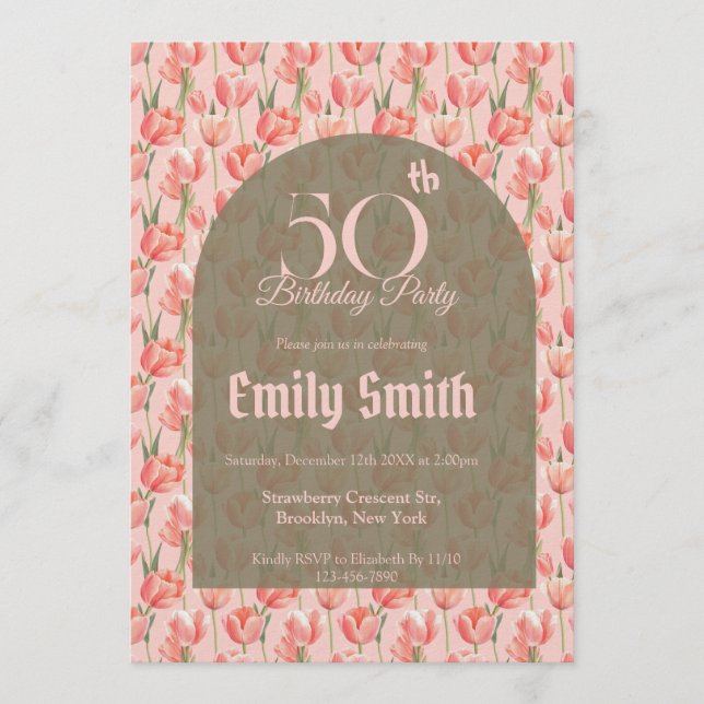 Nature Inspired Tulip Themed 60Th Birthday Einladung (Vorderseite)