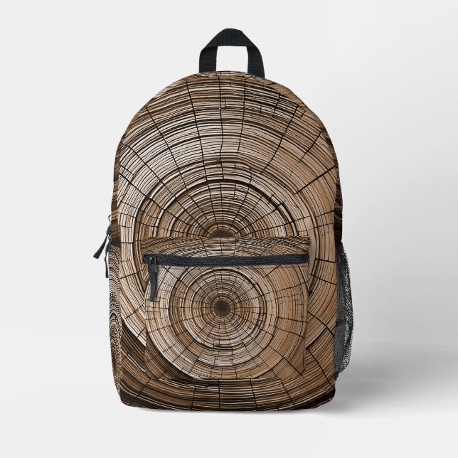 Nature-Inspiriert Baumring-Muster-Backpack Bedruckter Rucksack (Vorderseite)
