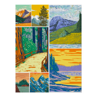 Nature Inspiriert Forest Collage Poster drucken
