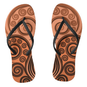 Nature Inspiriert Orange Abstrakte Fern Leaf Wirbe Flip Flops