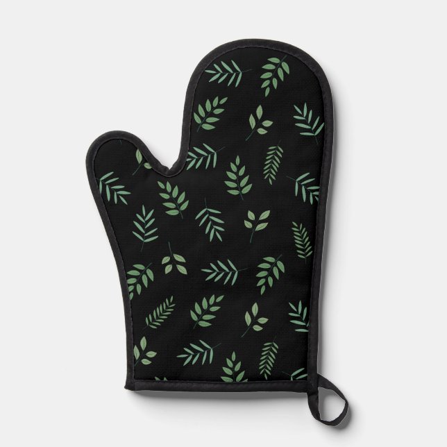 Nature Inspiriert Oven-Mitt in grüner Leaf-Printwe Ofenhandschuh (Vorderseite)