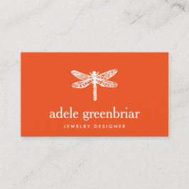 Nature Jewelry Designer Dragonfly Logo Orange Visitenkarte
