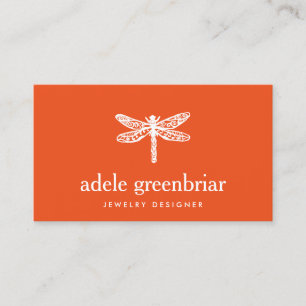 Nature Jewelry Designer Dragonfly Logo Orange Visitenkarte