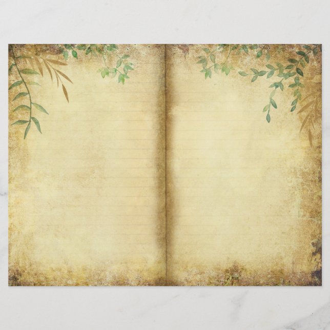 Nature Journal Wild Herb Greenery Scrapbook Paper (Vorderseite)