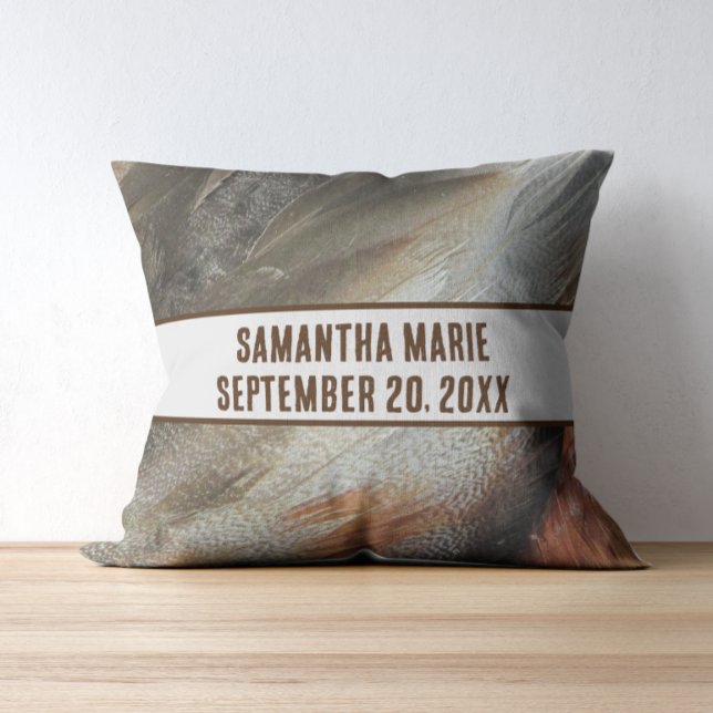 Nature Kinderzimmer Feathers Gray Brown Gender Neu Kissen (Von Creator hochgeladen)