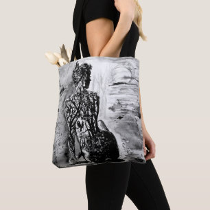 Nature Lady Tote Bag Schwarz-weiß - Malerei