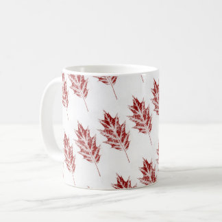 Nature Leaf Print Button Eiche in rot auf weißen F Kaffeetasse