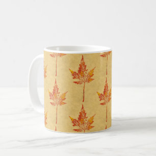 Nature Leaf Print Herbst Ahornblatt in rot auf Brä Kaffeetasse