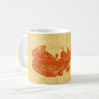 Nature Leaf Print Herbst Blätter orange auf Bräune Kaffeetasse