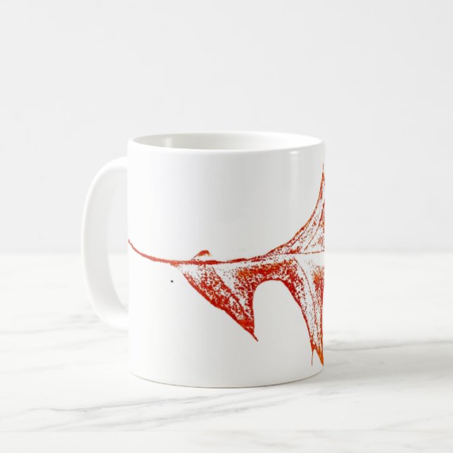 Nature Leaf Print rotes Button Eiche Winterblatt. Tasse (Vorderseite Links)