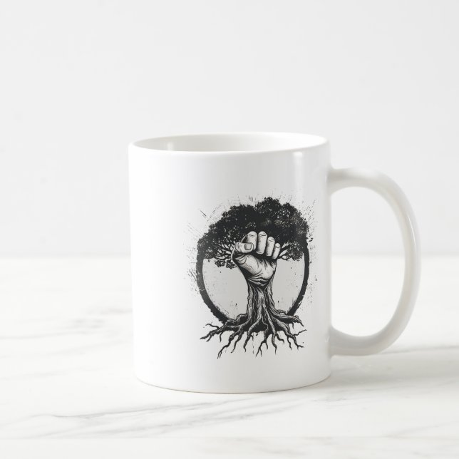 Nature Lover Environmentalist Fist Tree Roots Eart Kaffeetasse (Rechts)