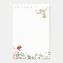 Nature Lover | Hummingbird Ladybug Garden Monogram Post-it Klebezettel