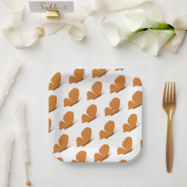 Nature Lover Illustriert Orange Butterfly Pattern Pappteller