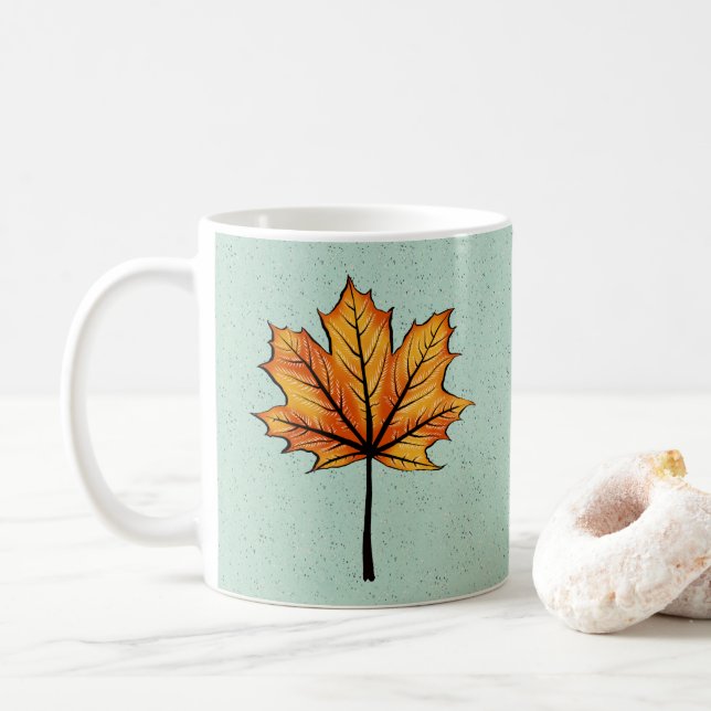 Nature Lover Yellow Leaf Blauer Herbst Kaffeetasse (Mit Donut)