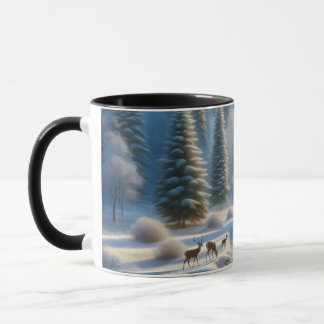 Nature Mug, Deer, Winter Scene, wildlife coffee mu Tasse