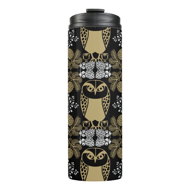 Nature Owl Folk Art Thermosbecher (Vorderseite)