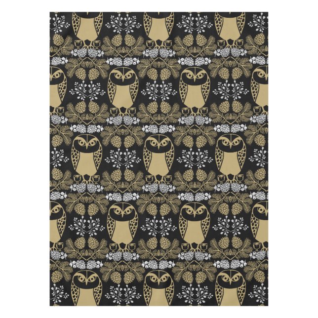 Nature Owl Folk Art Tischdecke (Vorderseite)