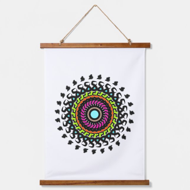 Nature Pastel Mandala Wandteppich Mit Holzrahmen (Vorderseite)