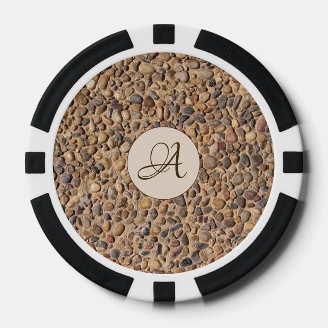 Nature Pebble Stones Foto mit Monogramm Pokerchips (Vorderseite)