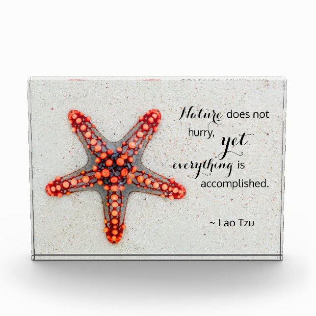 Nature Print Starfish mit Lao Tzu Quote Fotoblock (Vorderseite)