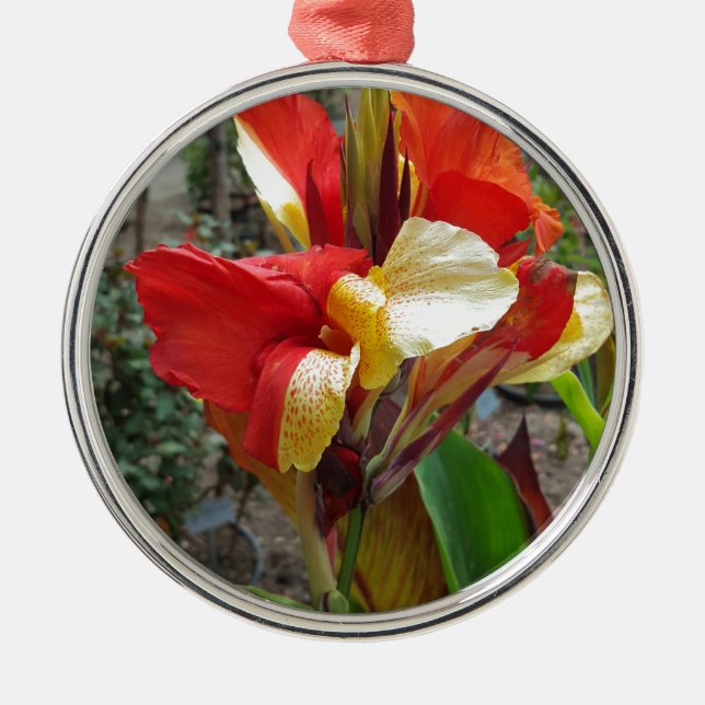 Nature Red Flower Floral Fotograf Ornament Aus Metall (Vorne)