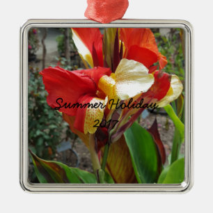 Nature Red Flower Floral Fotograf Silbernes Ornament