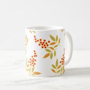 Nature Red White Berries Orange Blätter Blume Kaffeetasse