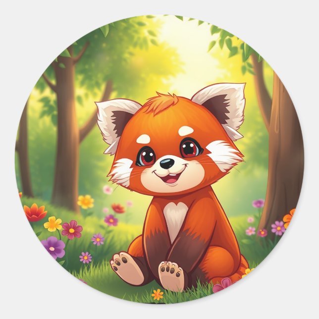 Nature’s Hug in a Cute Red Panda Runder Aufkleber (Vorderseite)