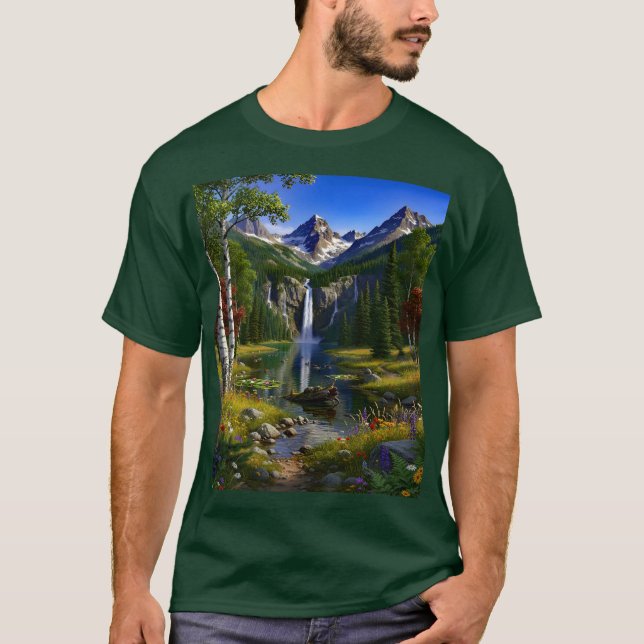 Nature Scenery Mountains Waterfalls Lake Pond T-Shirt (Vorderseite)