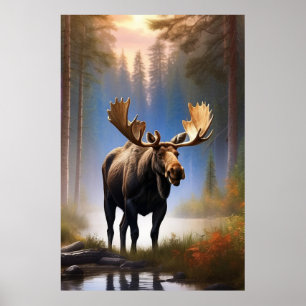 *~* Nature STREAM AP49 MOOSE Forest Poster