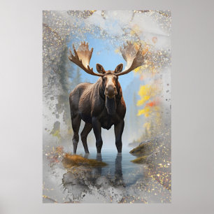 *~* Nature Stream AP49 MOOSE Künstlerisch Forest G Poster