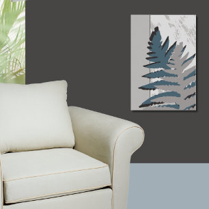 Nature Stylized Gray Fern Blätter Poster