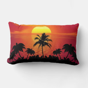 Nature Sunset Palm Trees illustration Lendenkissen