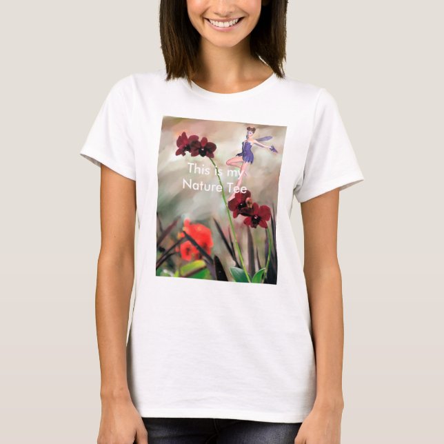 Nature Tee Shirt mit Fairy & Blume (Vorderseite)