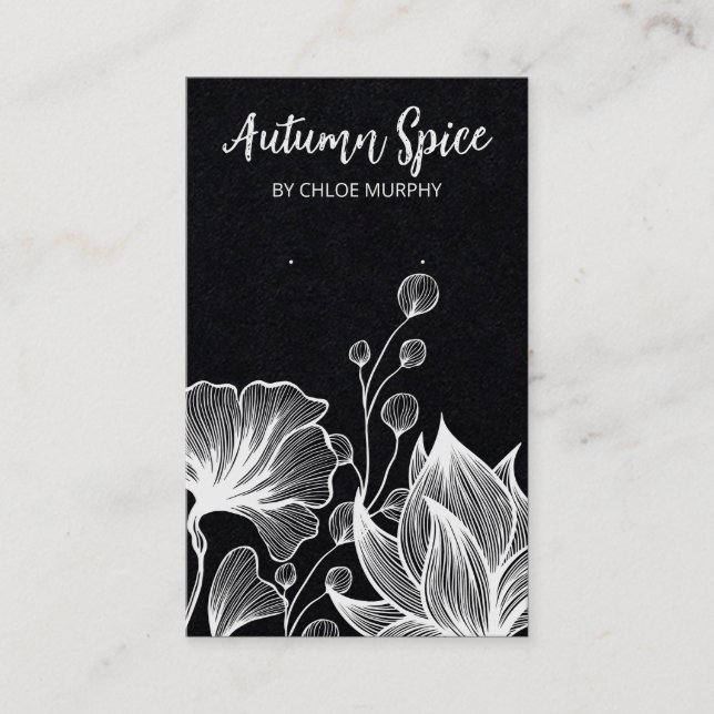 Nature Themed Black Earring Cards Visitenkarte (Vorderseite)
