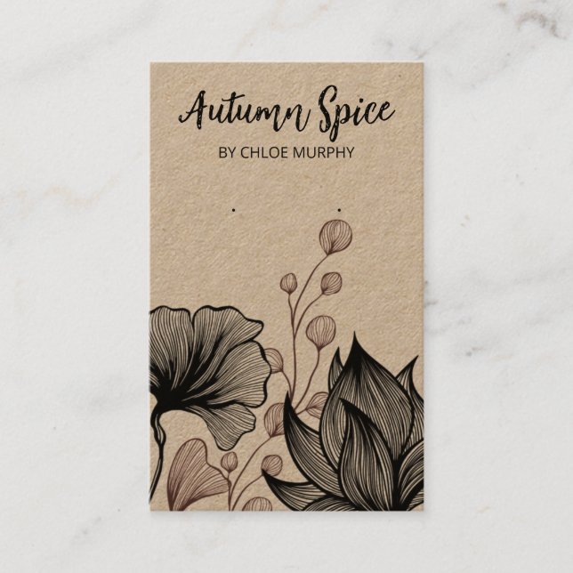 Nature Themed Kraft Earring Cards Visitenkarte (Vorderseite)