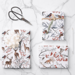 Nature Themed Wildlife Weihnachten  Geschenkpapier Set