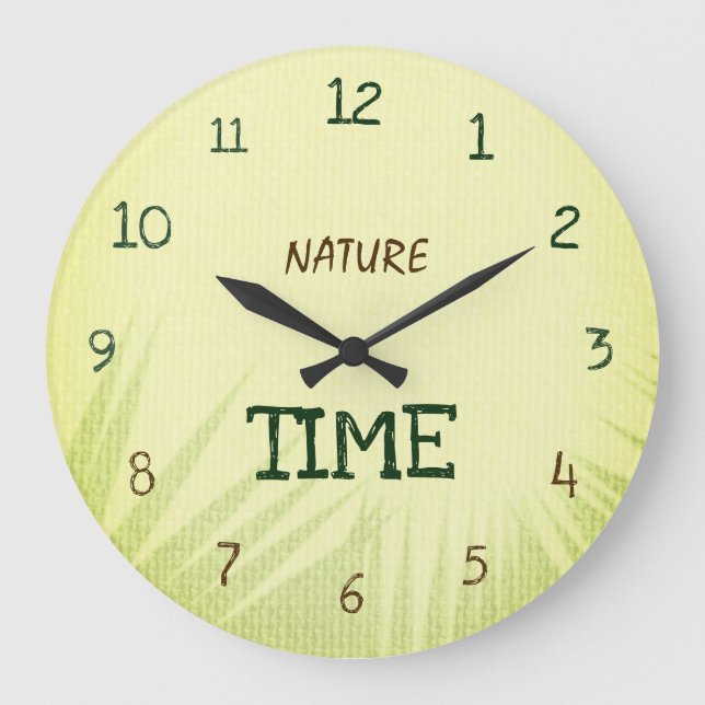 Nature Time Botanical Soft Green Große Wanduhr (Vorderseite)