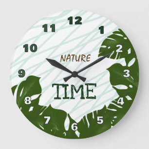 Nature Time Tropisches Grün Große Wanduhr