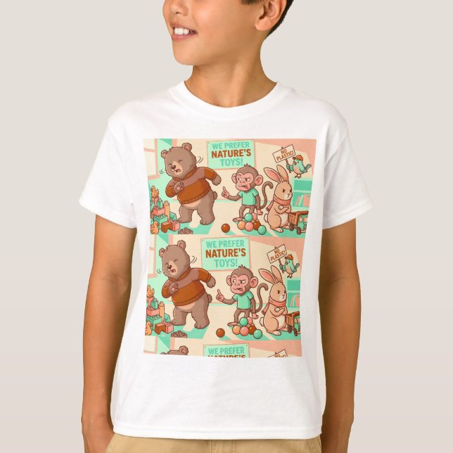 Nature Toys Club – Kids Eco Animal T-Shirt (Vorderseite)