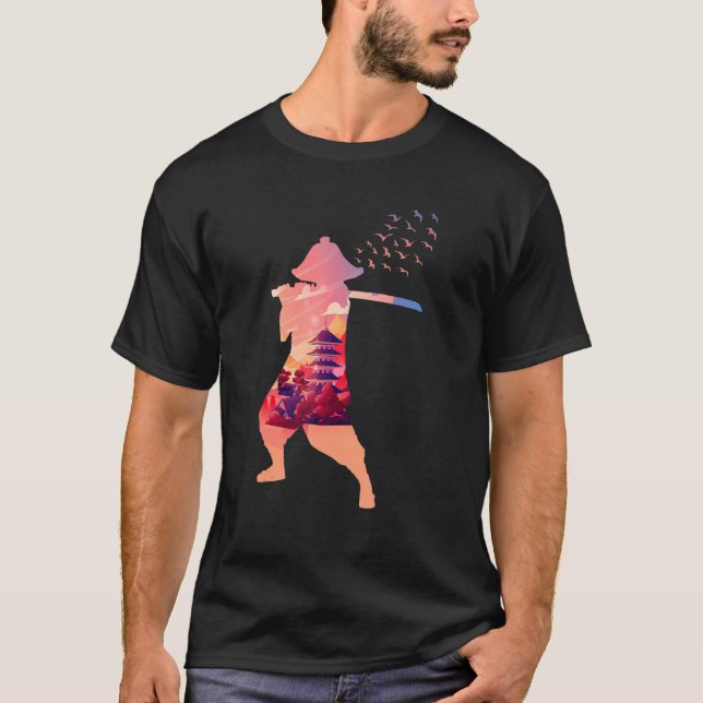 Nature Traditional Warrior Samurai Japanisch T-Shirt (Vorderseite)