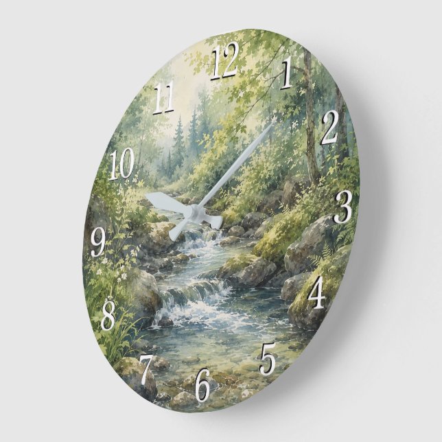 Nature Wall Clock — Botanical & Landscape Design Große Wanduhr (Winkel)